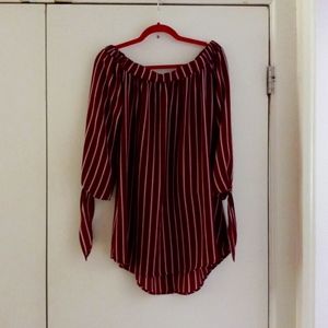 burgundy striped dress size M